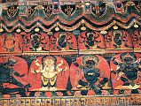 Tibet Guge 07 Tsaparang Red Temple 08 Band Yama Mahakala This part of the band painting features Yama on the left and then three versions of Mahakala. Photo - Th�ni: Westtibet.